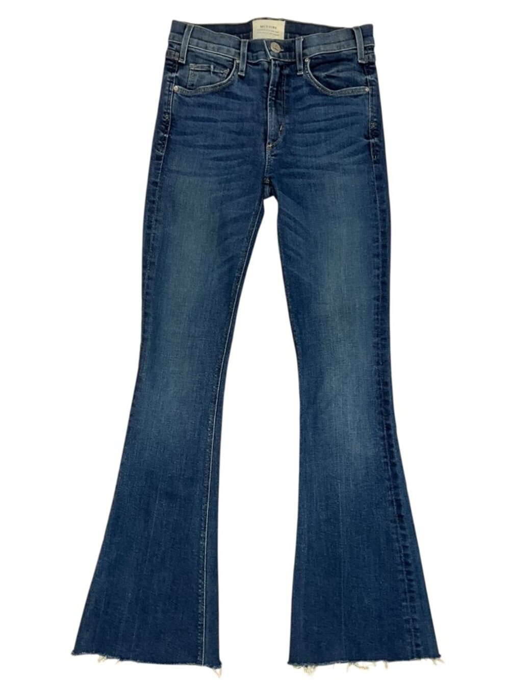 McGuire Flare Jeans 25 Blue Mid Rise Frayed Cuffs